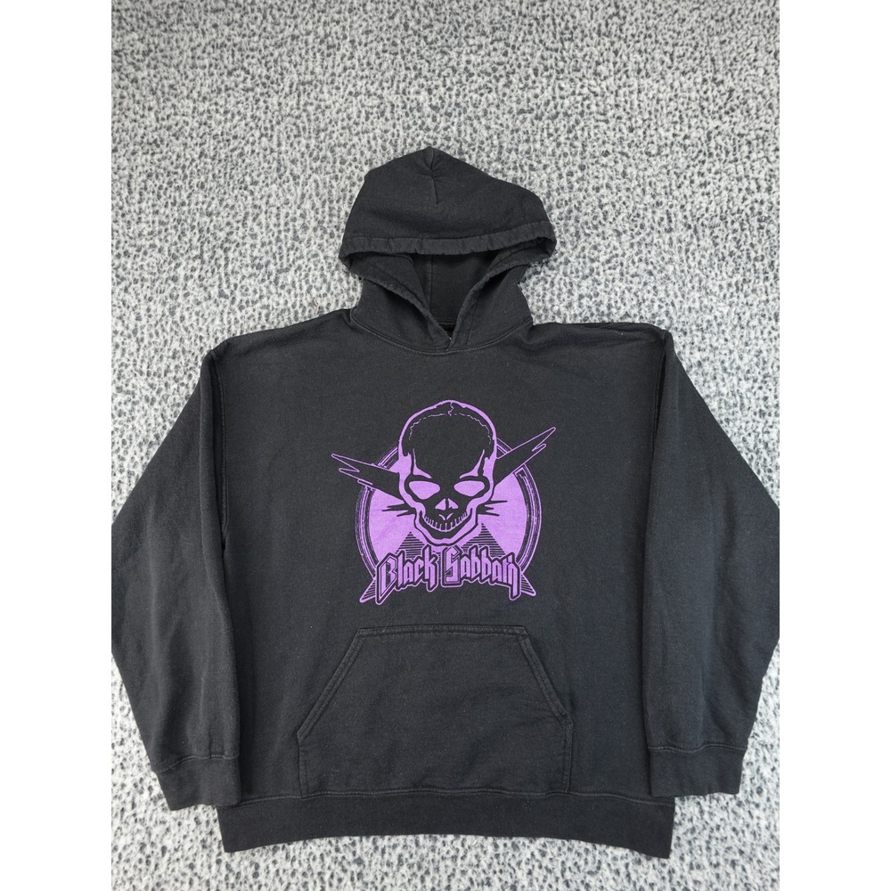 Black Sabbath Hoodie Mens Large Black Skull Graphic Rock Band Pullover